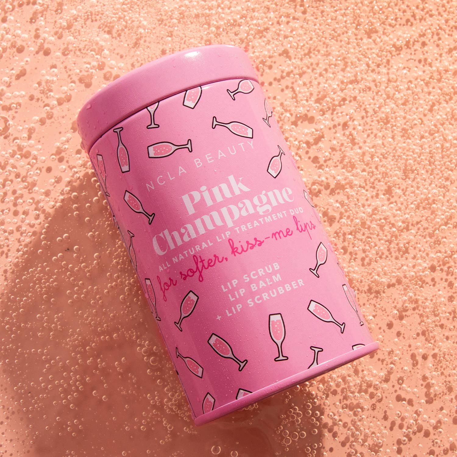 NCLA Pink Champagne Lip Care Set + Lip Scrubber - Image 3